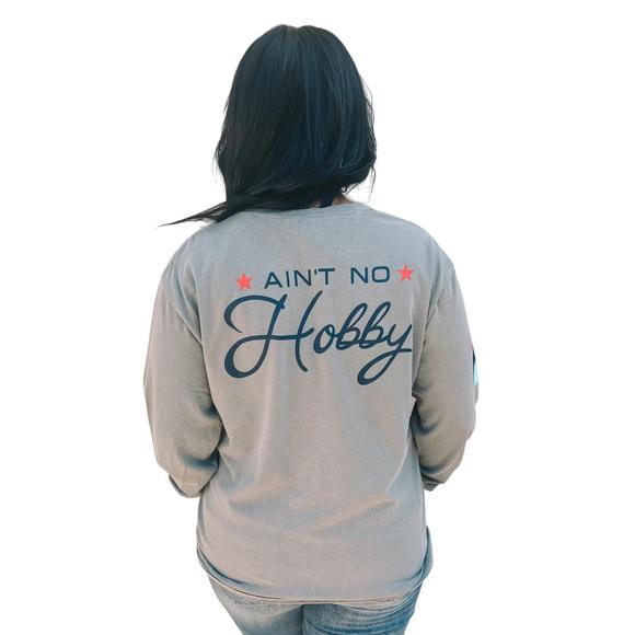 NEW BARSTOOL SPORTS unisex ain't no hobby long sleeve tee in grey - Picture 2 of 3